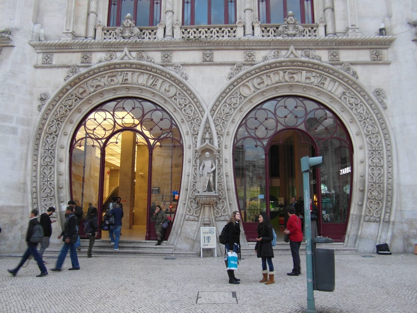 Entrance to the Rossio train station in Lisbon (photo via Wikipedia)