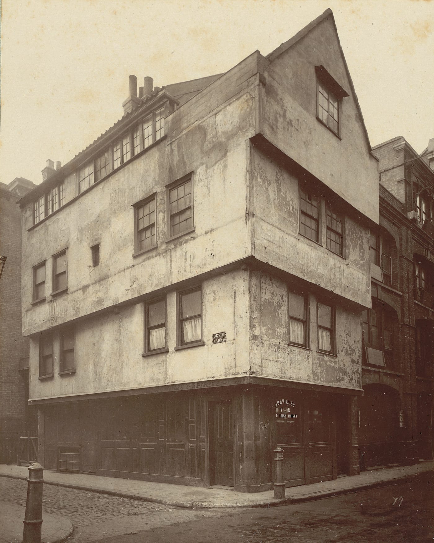 Henry and Thomas James Dixon, no. 79, "The Golden Axe, St. Mary’s Axe" (1883), carbon print mounted on card, from 'Relics of Old London' (Society for Photographing Relics of Old London, 1875–1886, Yale Center for British Art, Paul Mellon Collection)