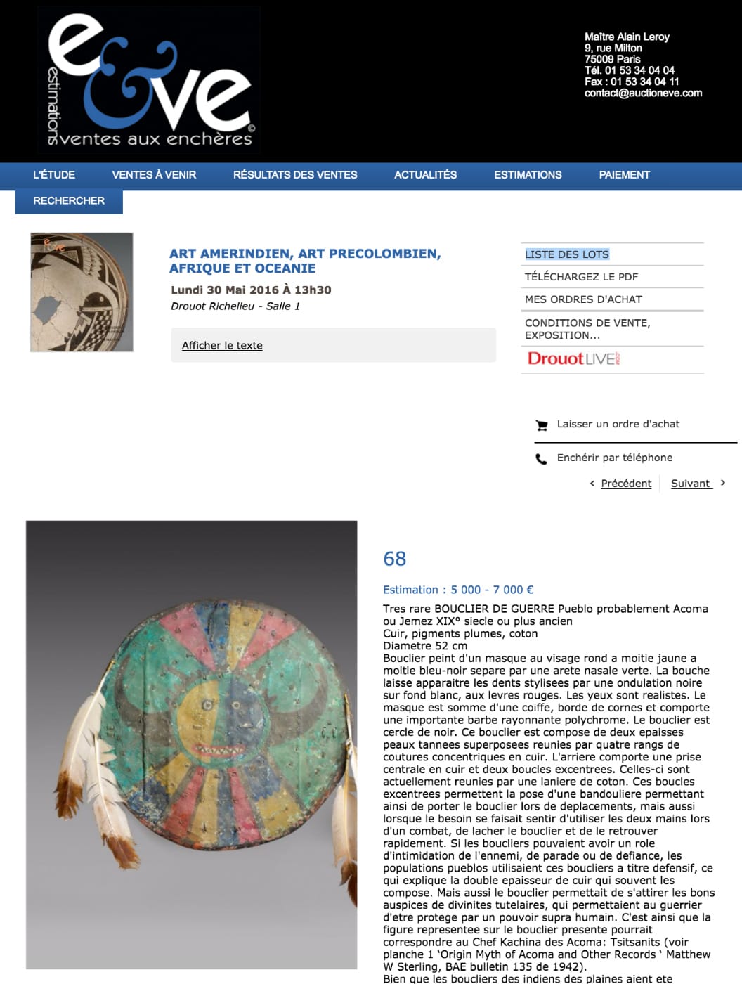 The Acoma shield in the May 30 EVE auction (screenshot by the author via auctioneve.com)