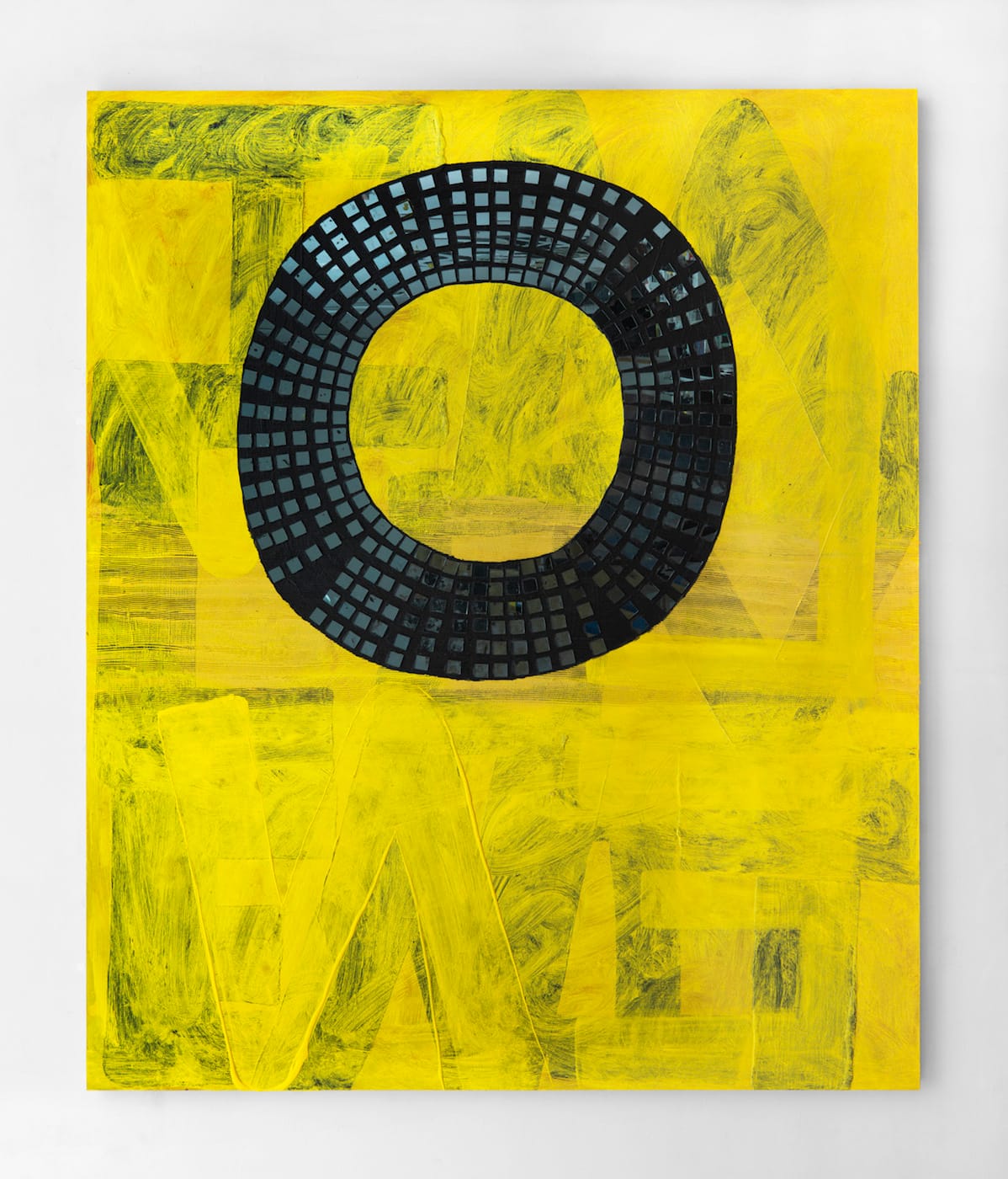 Samuel Jablon, "Lovin It" (2016), acrylic and glass tile on wood panel, 72 x 60 in