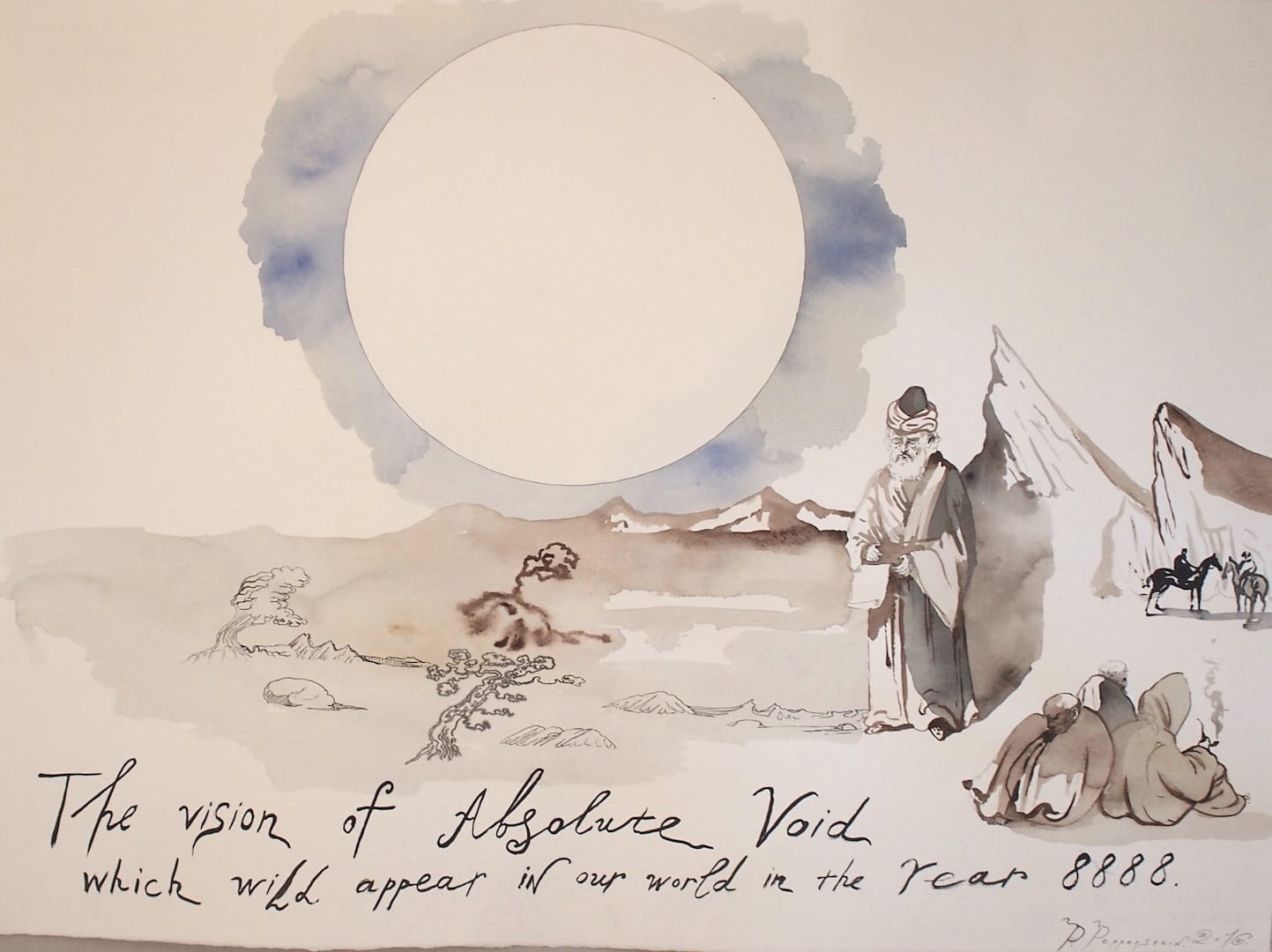 Pavel Pepperstein, "The Vision of Absolute Void Which Will Appear in Our World in the Year 8888" (2016), drawing on paper, 56 x 76 cm (courtesy of Iragui Gallery)