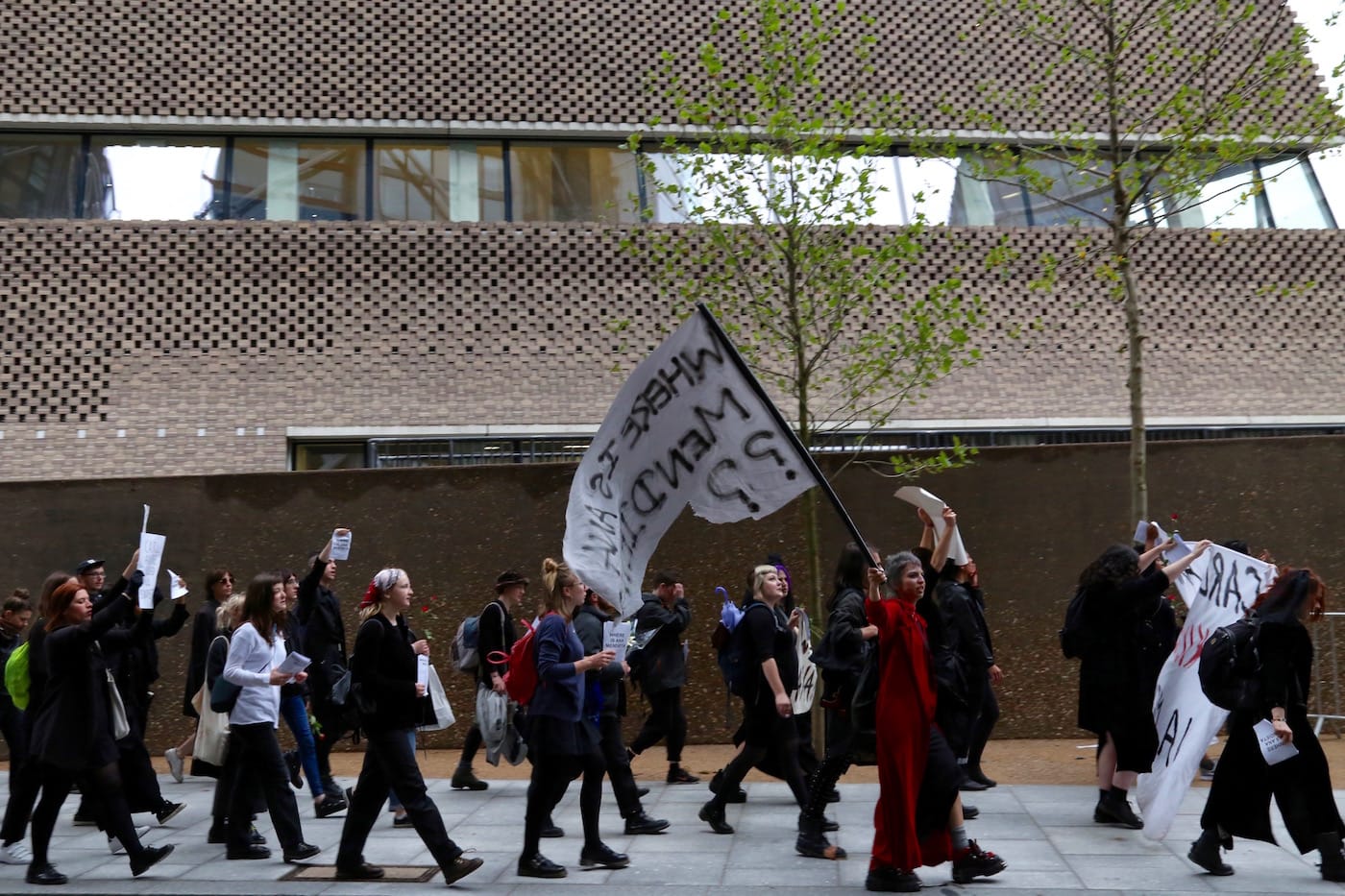 Protestors outside the new Herzog & De Meuron-designed Tate Modern extension