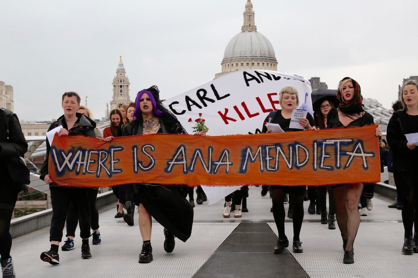 Protesters crossing Millennium Bridge en route to Tate Modern (all photos by and courtesy Charlotte Bell)