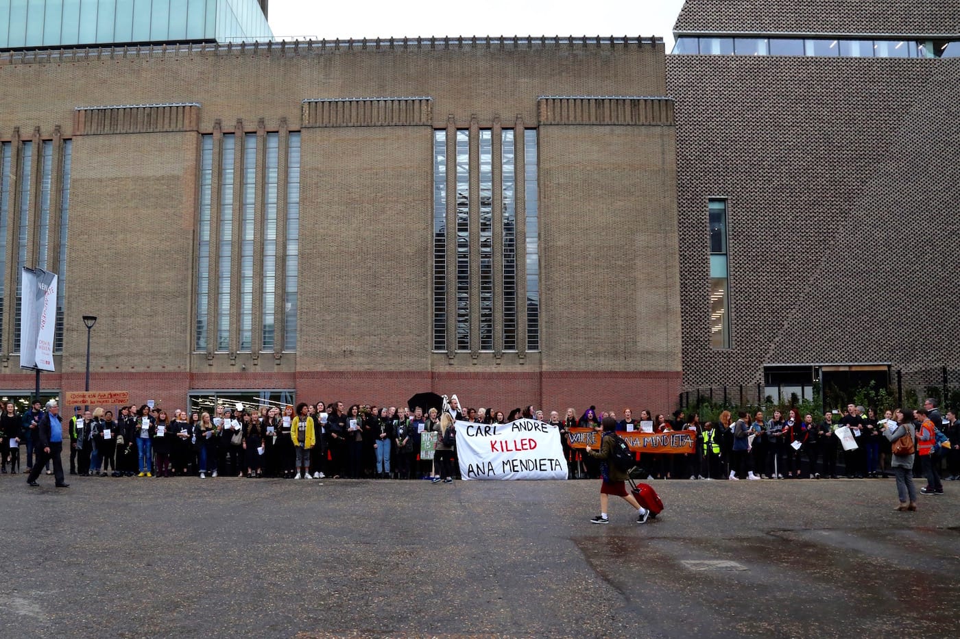 Protestors form a line preventing access to Tate Modern’s Turbine Hall