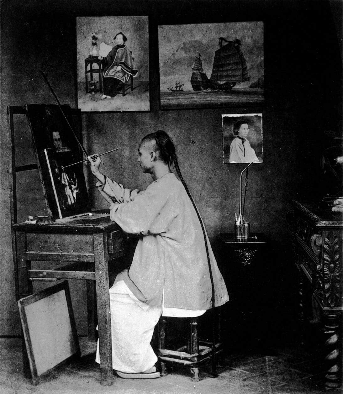 John Thomson's photograph of Guan Qiaochang Lamqua (19th century) (via Beinecke Rare Book & Manuscript Library/Wikimedia)