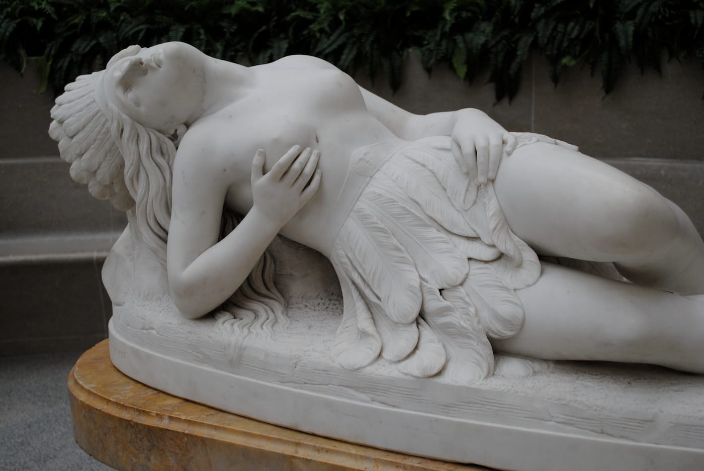 Thomas Crawford, "Mexican Girl Dying" (1846, carved 1848), marble, on view at the Metropolitan Museum of Art (photo by Lizard10979/Flickr)