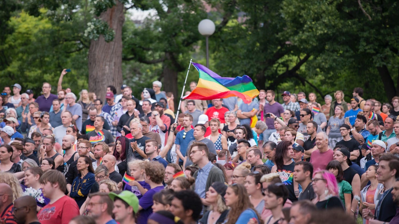 Around 3000 people gathered in Loring Park in Minneapolis to unite in the wake of the Orlando, Florida shooting in a gay nightclub