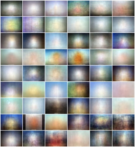 Kevin L. Ferguson, montage of the summed frames of 54 films produced by Walt Disney Animation Studios, 1937–2014 (courtesy the author)