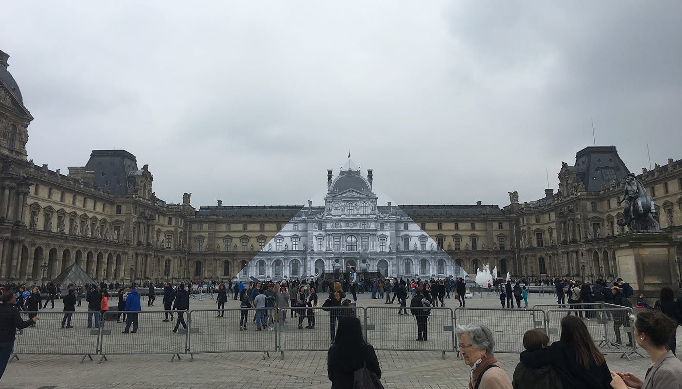 Installation view of 'JR at the Louvre' (all photos by the author for Hyperallergic)