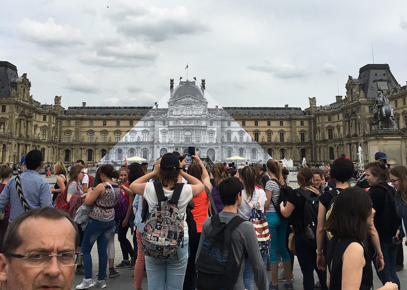 Installation view of 'JR at the Louvre'