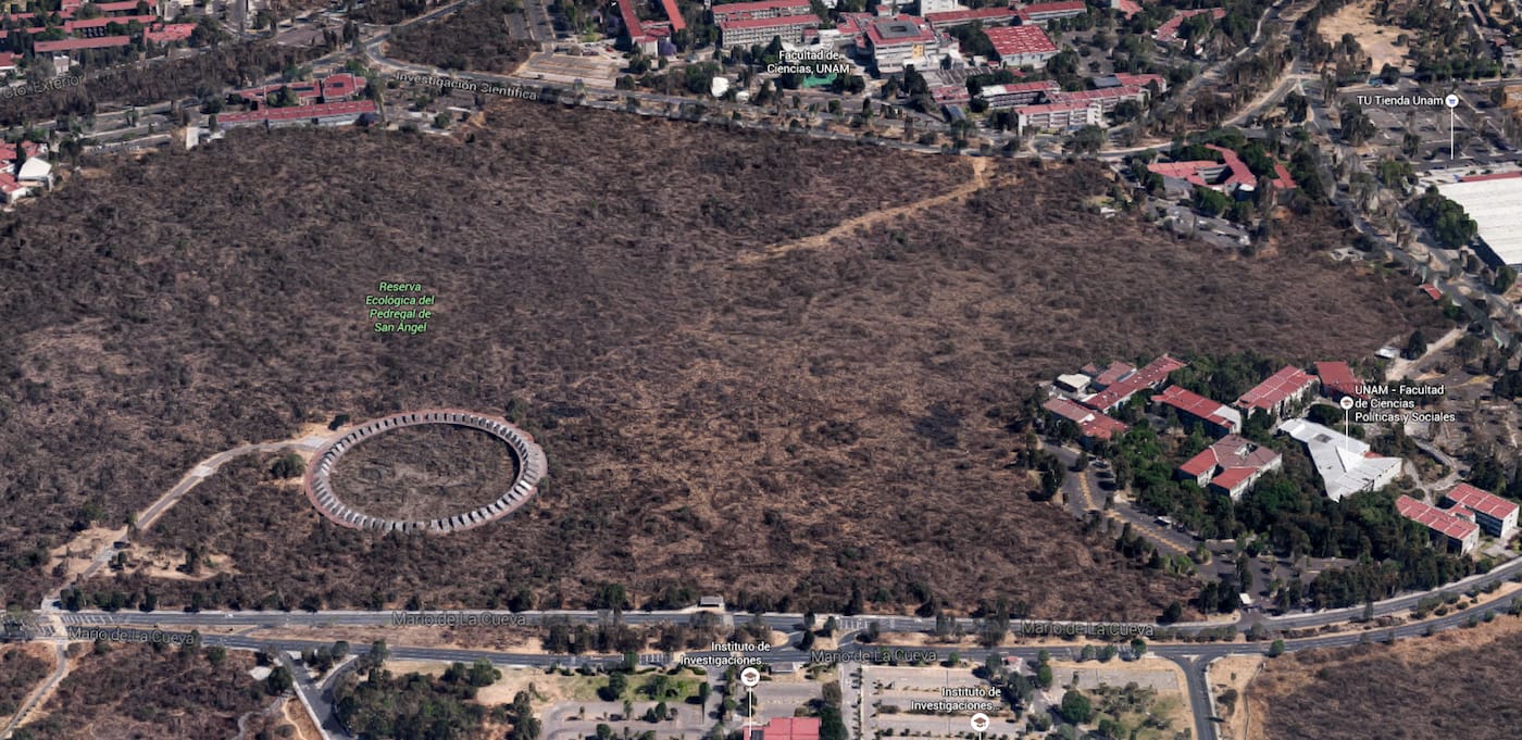 Aerial view of Espacio Escultórico (screenshot via Google Maps)