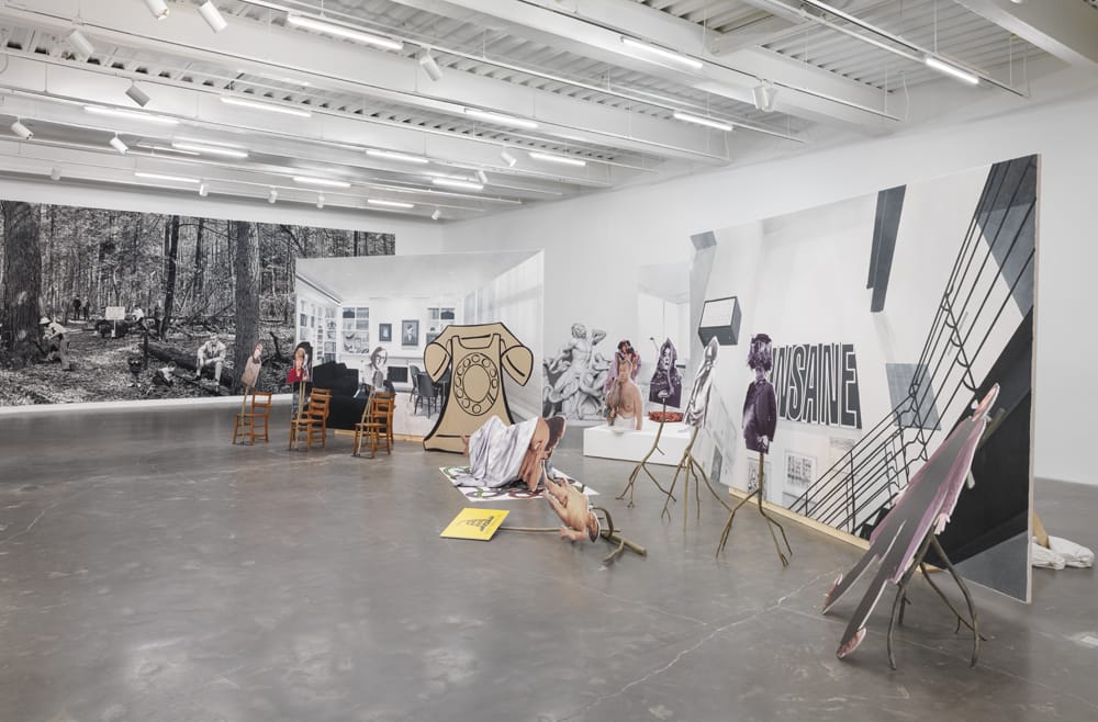 Goshka Macuga, "Preparatory Notes" (2014), mixed mediums, 212 1/4 x 461 x 211 in (courtesy the artist, Andrew Kreps Gallery, New York; Kate MacGarry, London; and Galerie Rüdiger Schöttle, Munich)