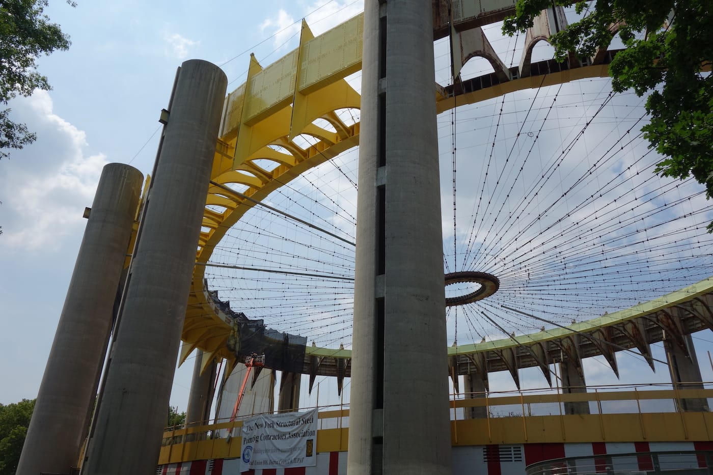 The New York State Pavilion being repainted in July 2015