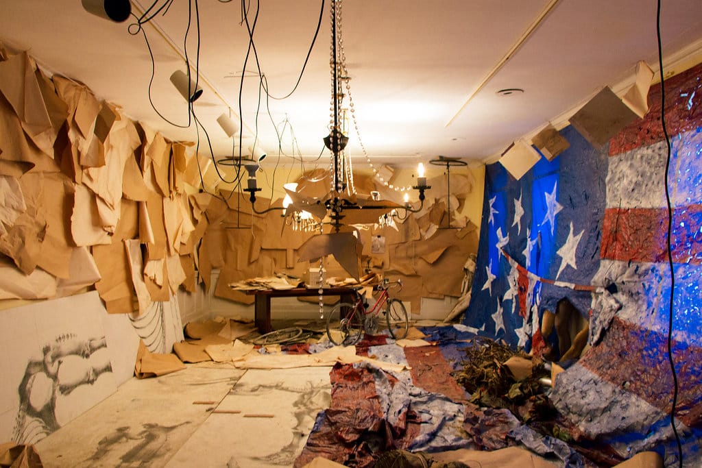 Installation view of Abigail DeVille's 'Only When It’s Dark Enough Can You See The Stars' at the former Peale Museum