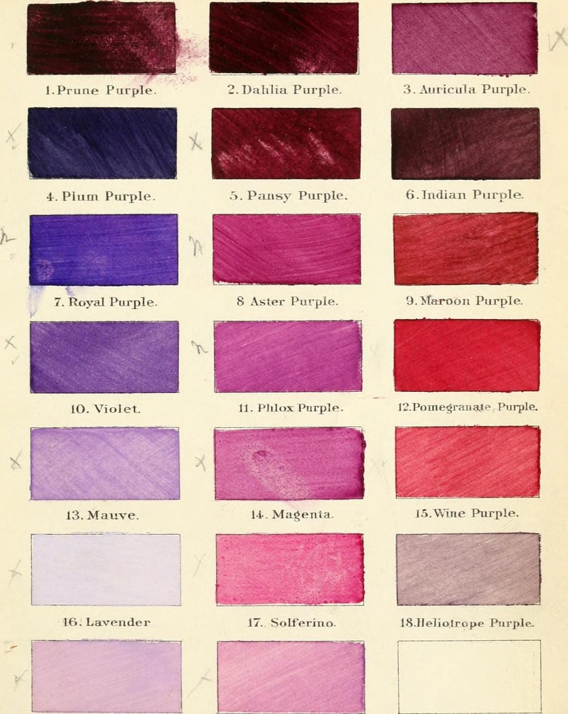 Colors from Robert Ridgway's "A Nomenclature of Colors for Naturalists : And Compendium of Useful Knowledge for Ornithologists." (1886) (via Boston Public Library/Wikimedia)
