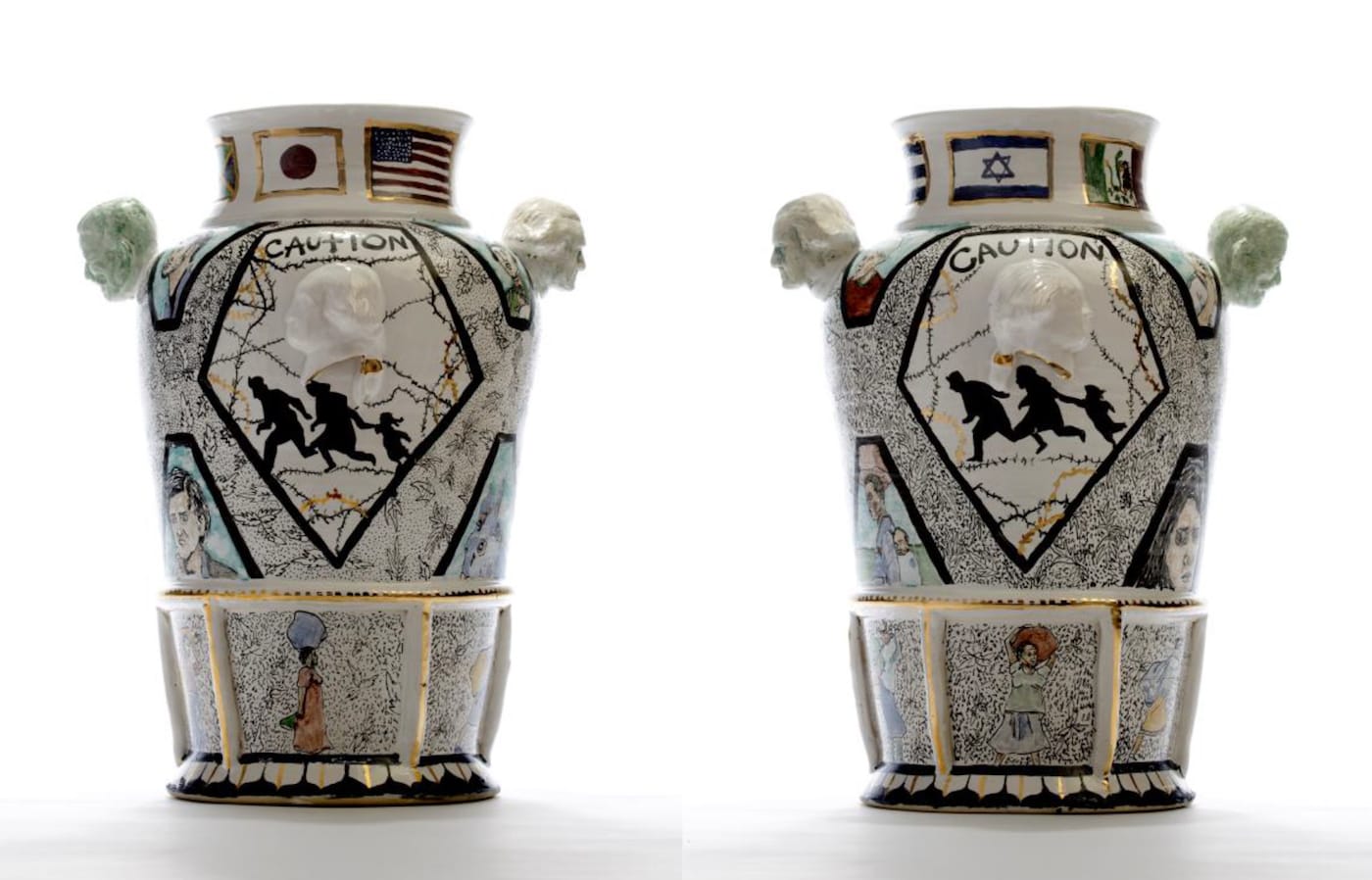 Roberto Lugo, "Century Vase III: American" (2015), porcelain, glaze, china paint (photo courtesy of Wexler Gallery)