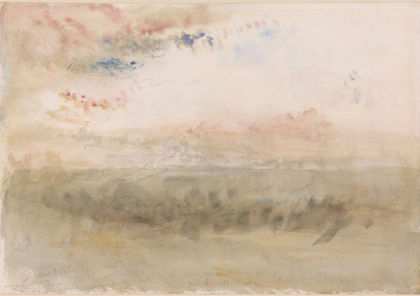 Joseph Mallord William Turner, "Wreck on the Goodwin Sands: Sunset" (1845), watercolor and graphite, with black chalk, on paper, 9 1/8 x 13 1/8 inches (courtesy the Morgan Library and Museum)