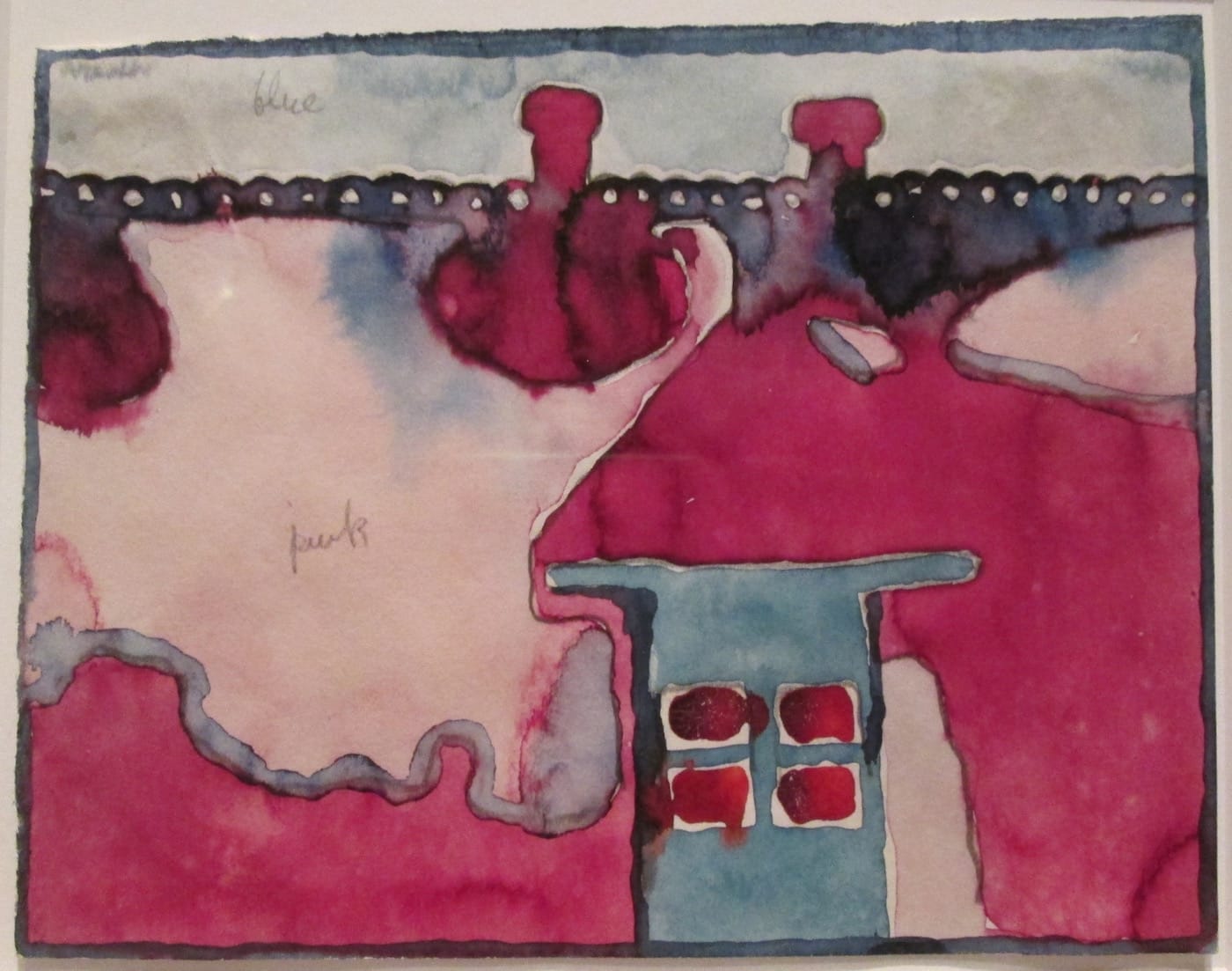 Georgia O’Keeffe, “Untitled (Roof with Snow Study Sketch)” (1916), watercolor on paper