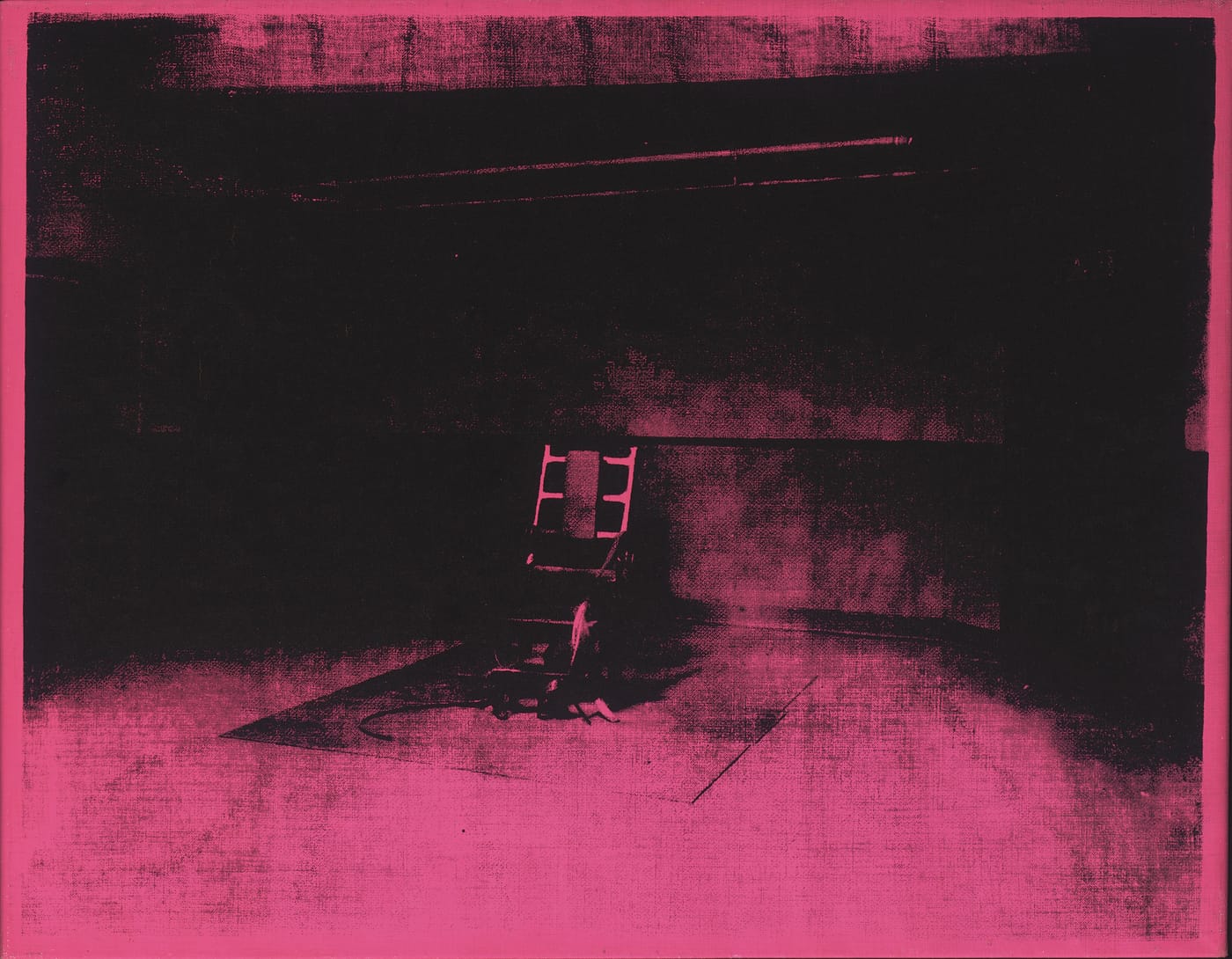 Andy Warhol, "Little Electric Chair" (1964), acrylic and silkscreen ink on canvas, 22 x 28 in