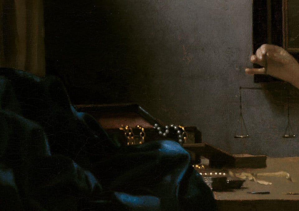 Woman with a Balance” (detail), (1663-64) © National Gallery of Art, Washington, DC, WidenerCollection, photo courtesy Taschen