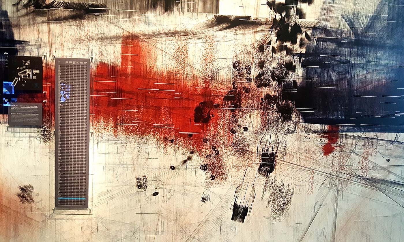 "The Liberator" wall of visualized printed gun augmented according to handgun death rates.