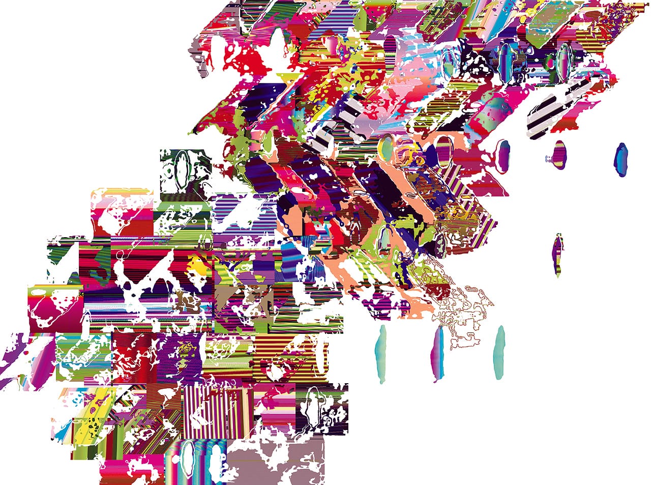 LoVid, “Memory Weave” (2006), Iris inkjet print, 44 x 60 in, edition of three (courtesy the artists); another artwork that Tekserve rescued in its tireless work recuperating hard drives