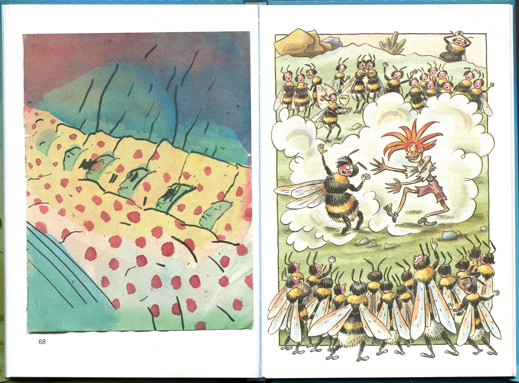 Kerstin Cmelka, “stand-in for self-portrait”, with the use of the book by Ondřej Sekora, “Čmeľka Aninka” and a water color by Michael Pfrommer, 2016