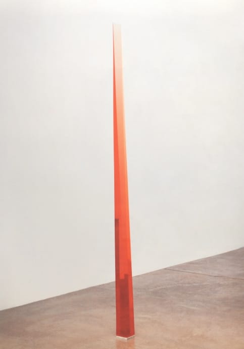 Peter Alexander Peter Alexander, "Orange Wedge" (1970), acrylic 95 1/2 x 4 x 4 inches (via parrasch-heijnen.com)