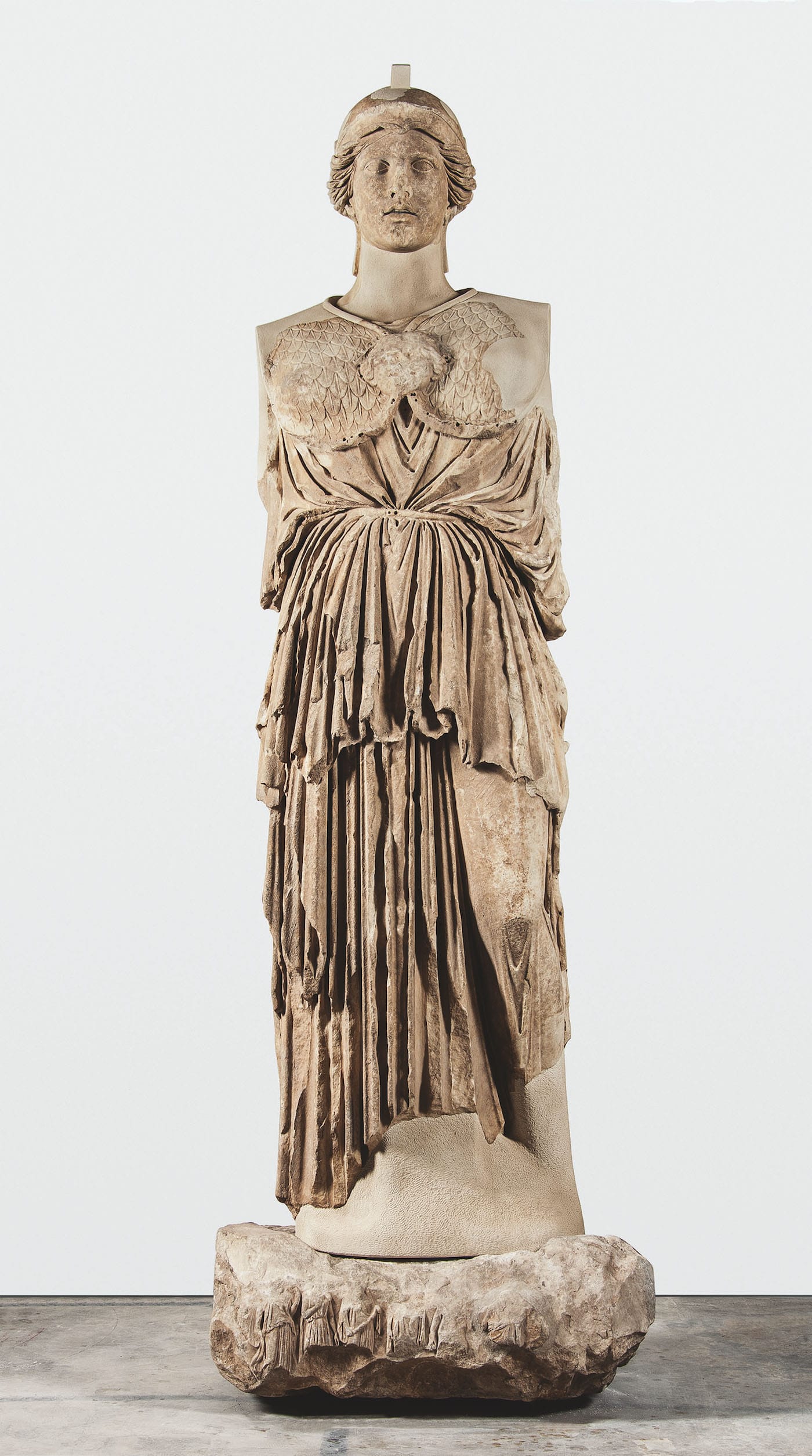 Statue of Athena Parthenos (Hellenistic period, 170 BCE), copy of a mid-5th century BBCE chryselephantine cult statue of Athena Parthenos by Pheidias, Marble (© SMB / Antikensammlung)