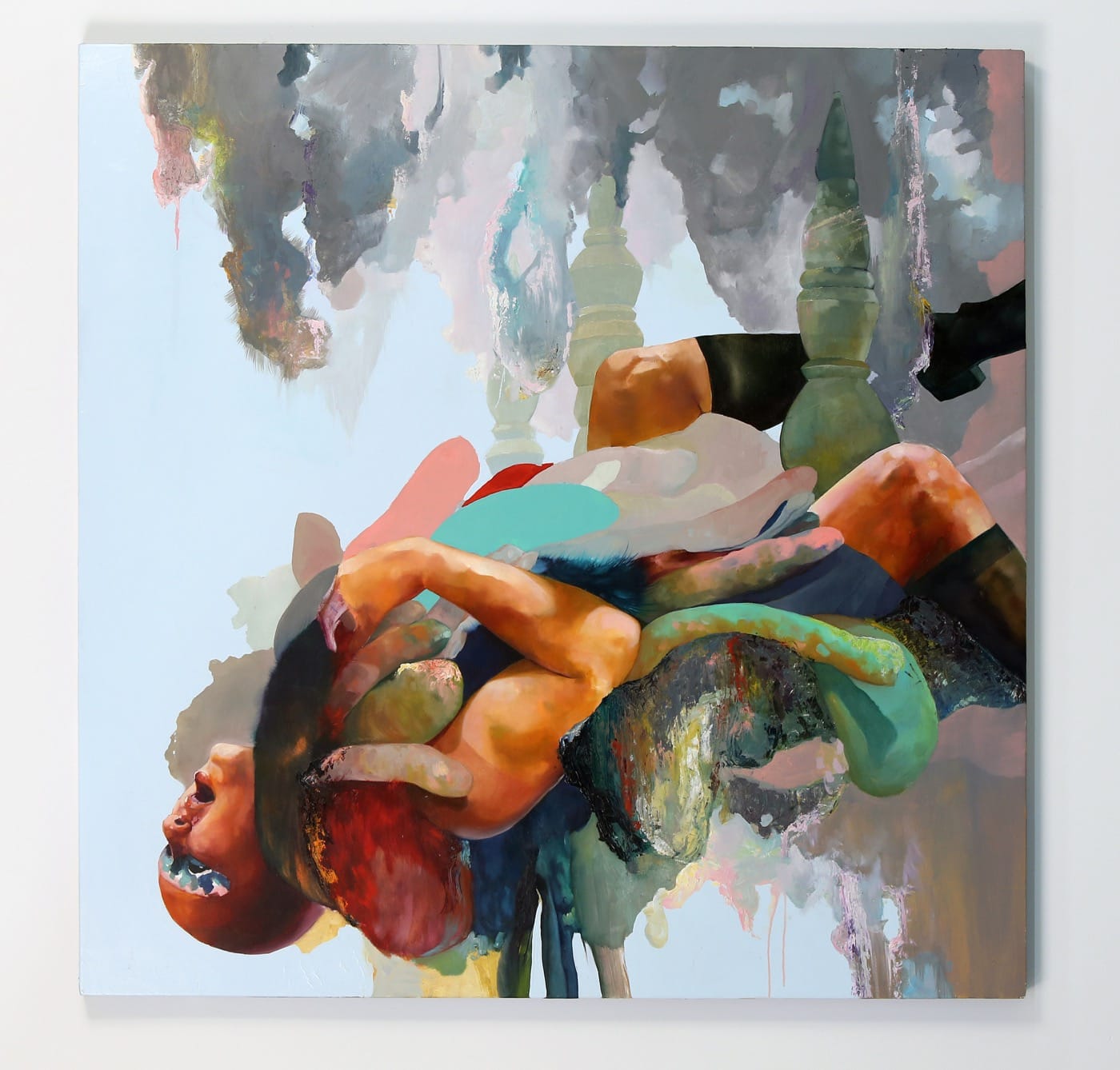 David Antonio Cruz, bybeingcarefulofthecompanyyoukeep, 2016 Oil on wood panel, 48 x 48 in (Courtesy the Artist and Gateway Projects)