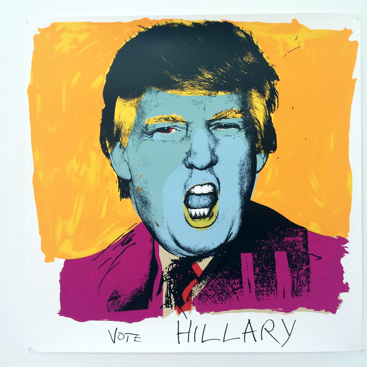 Artist Deborah Kass has created this new pro-Hillary Clinton poster based on a famous pro-McGovern poster for the 1972 US election (it featured his opponent Richard Nixon's face). Fits perfectly with Kass's history of Warhol appropriations. Love it! (via @deborahkass)