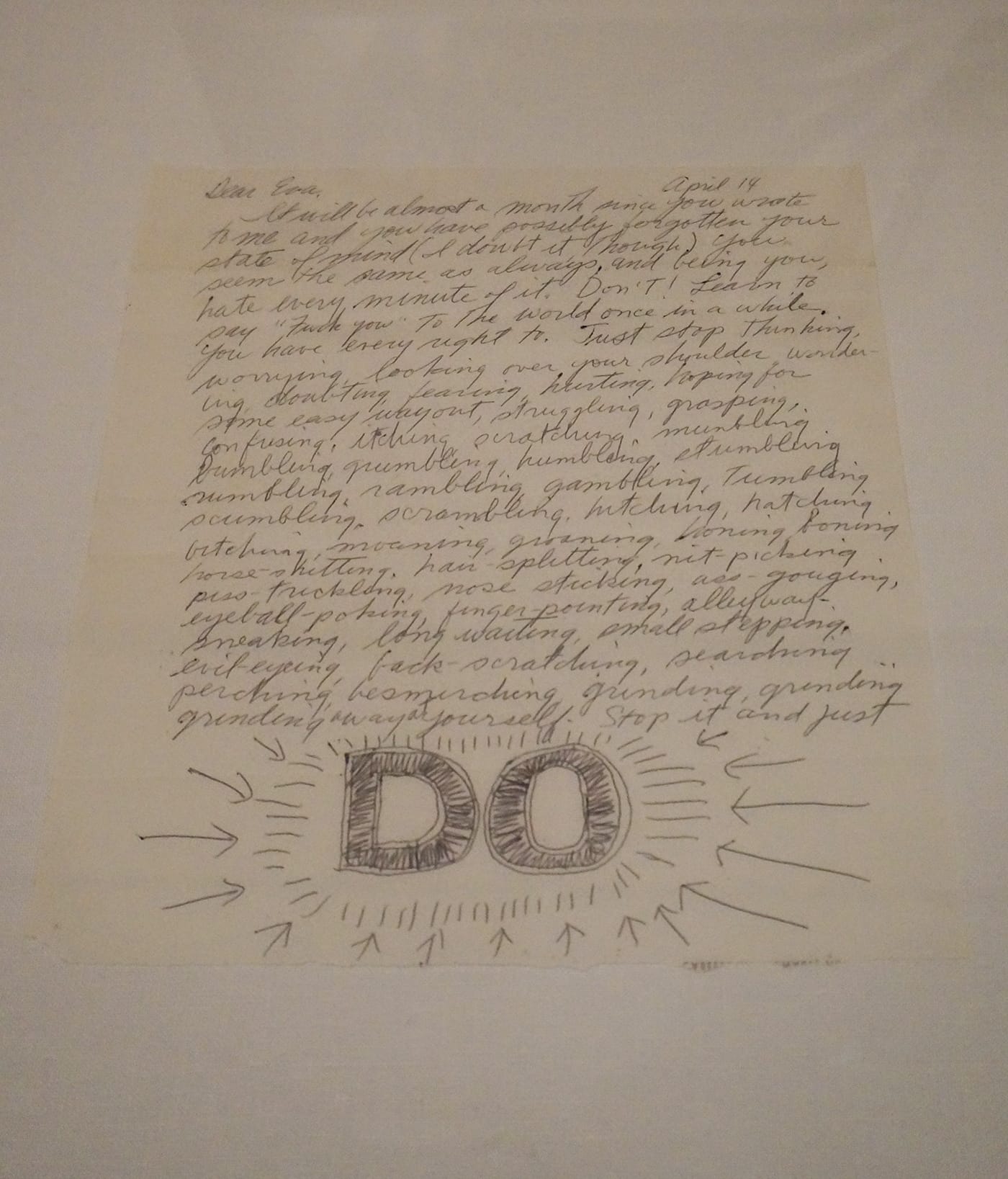 A page from Sol LeWitt's 1965 letter to Eva Hesse (click to enlarge)