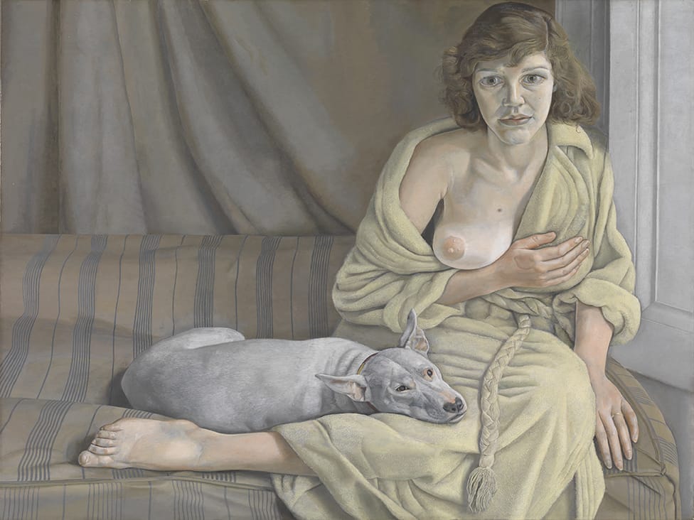 Lucian Freud, "Girl with a White Dog" (1950–51), oil on canvas. (Photo © Tate, via getty.edu)