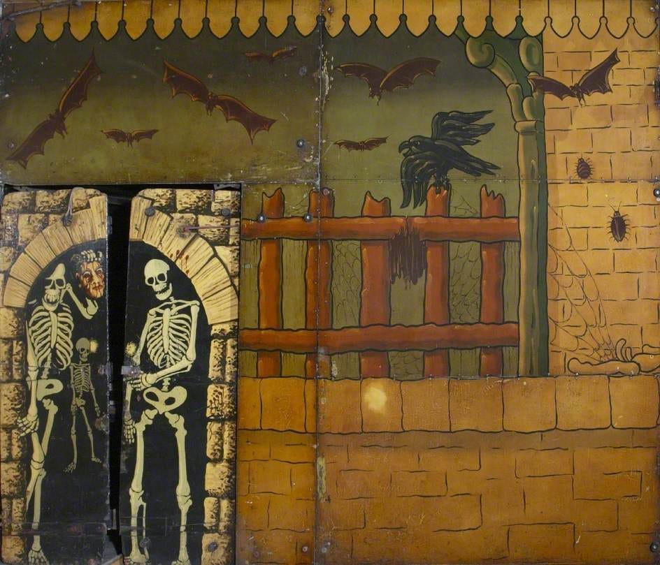 Hall & Fowle, Brett's "Ghost Train" (backdrop) (1948-49), oil on metal (courtesy the Fairground Heritage Trust)