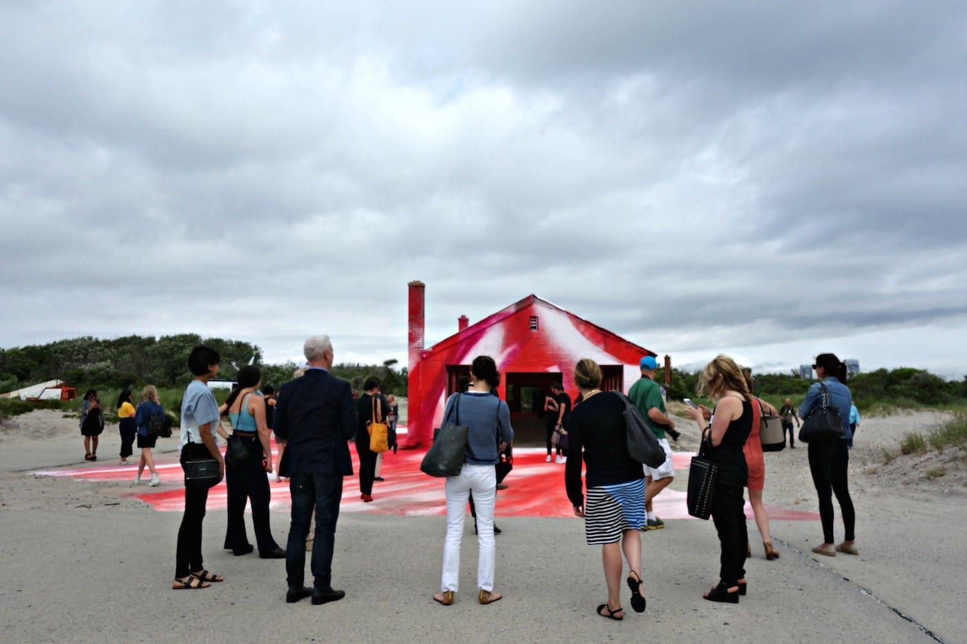 Installation view of Katharina Grosse's "Rockaway!" at Fort Tilden