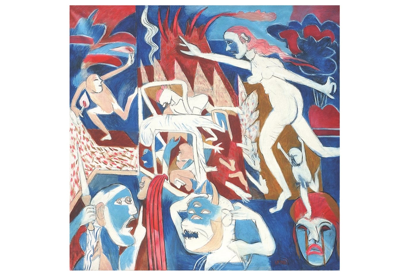 K. G. Subramanyan, "The City is not for Burning" (1993), oil on canvas, 48 x 48 in (courtesy the Seagull Foundation for the Arts)