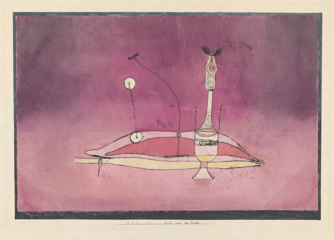 Paul Klee, “Bild aus dem Boudoir Image tirée du boudoir” (1922), copy in oil and watercolor on paper on card (courtesy Zentrum Paul Klee, Berne)