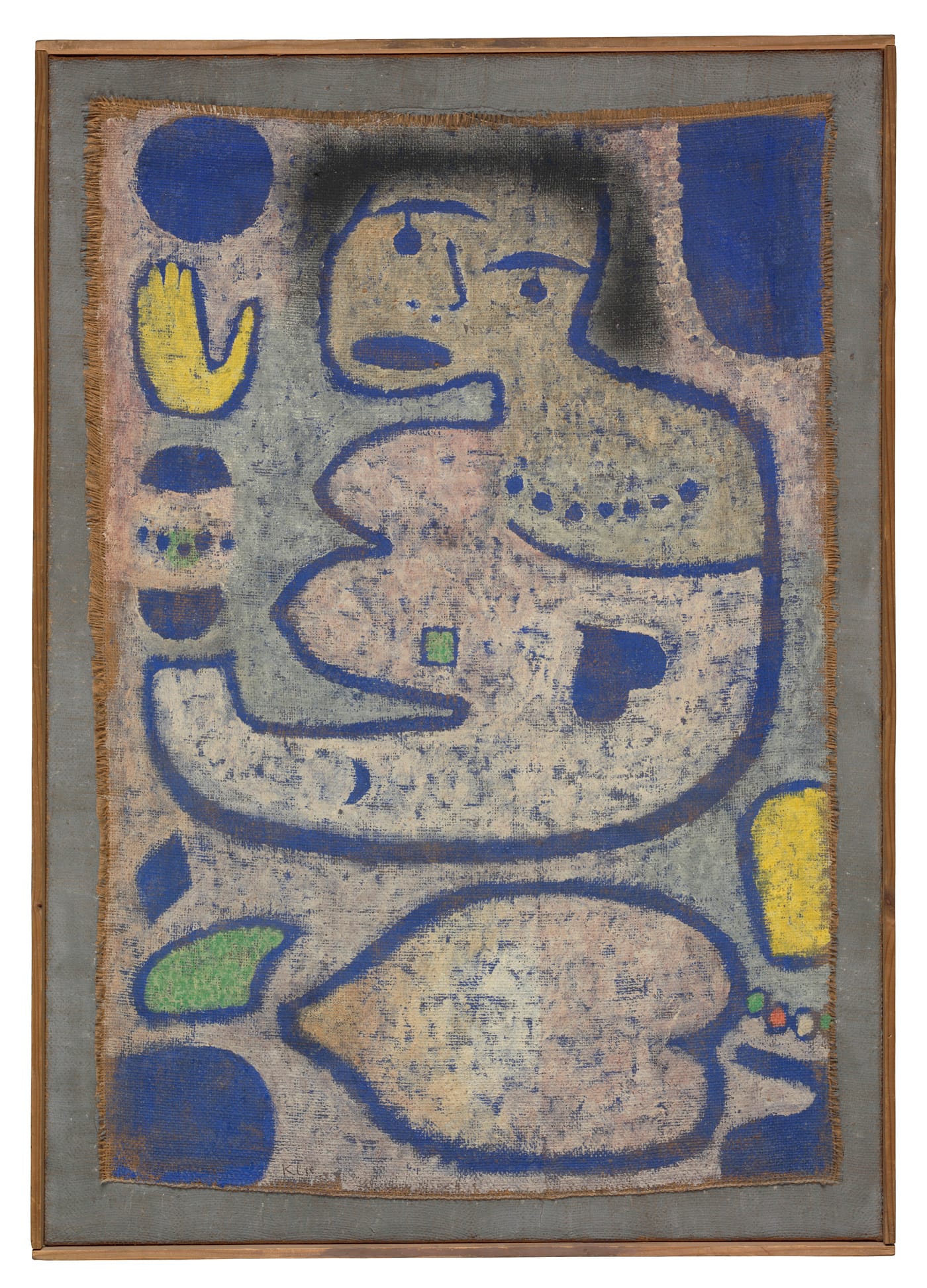Paul Klee, “Liebeslied bei Neumond Chant d’amour à la nouvelle lune” (1939), watercolor on hessian canvas (Zentrum Paul Klee, Bern)