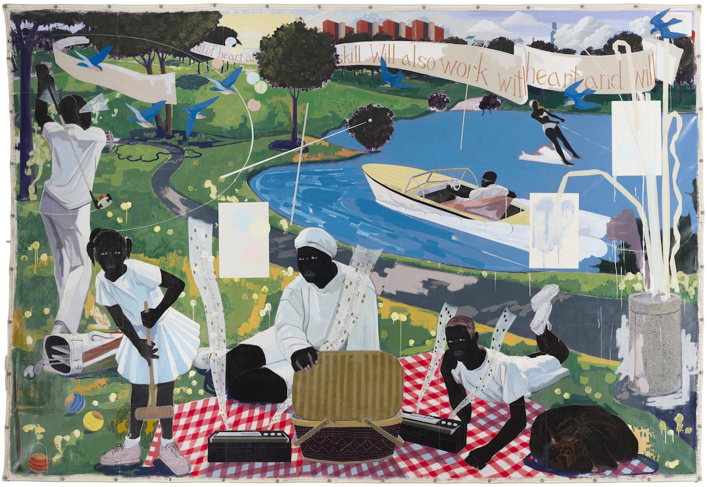 Kerry James Marshall, "Past Times" (1997), Metropolitan Pier and Exposition Authority, McCormick Place Art Collection (photo by Nathan Keay, © MCA Chicago)