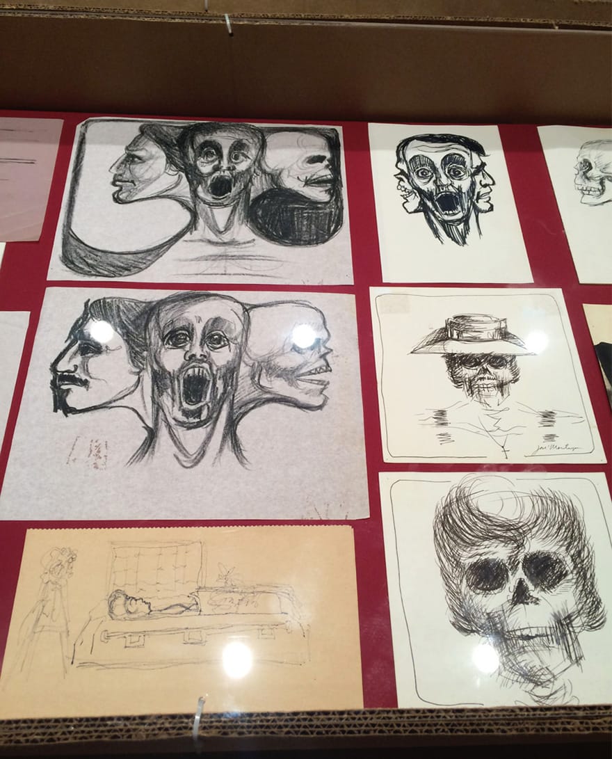 Installation view of 'José Montoya’s Abundant Harvest: Works on Paper/Works on Life' at the Fowler Museum (photo by the author for Hyperallergic)