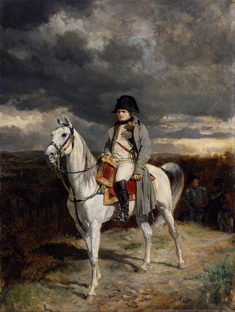 Jean-Louis-Ernest Meissionier, "1814" (1862), oil painting. It's believed to depict Napoléon riding le Vizir (via Walters Art Museum/Wikimedia)