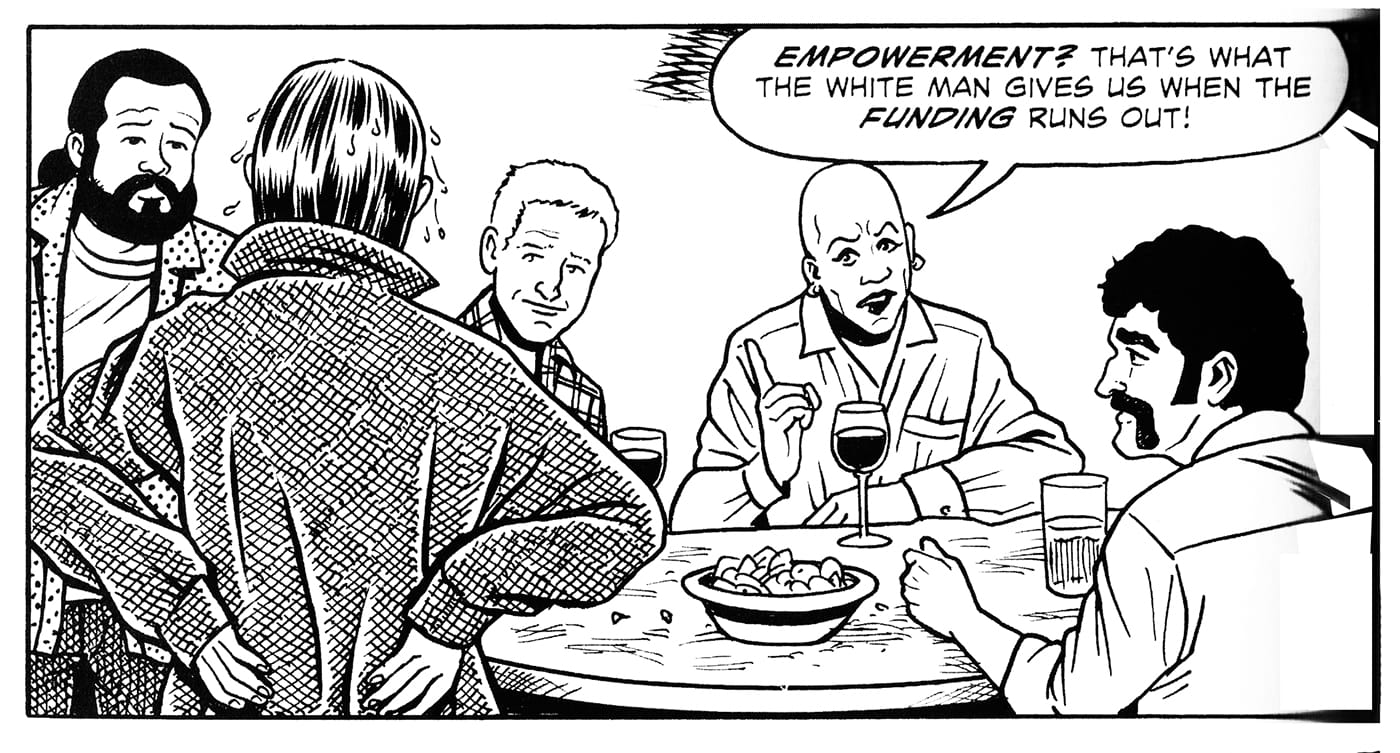 A panel from 'Second Avenue Caper,' written by Joyce Brabner and drawn by Mark Zingarelli