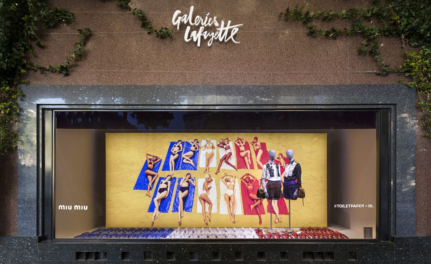 Galeries Lafayette window display by TOILETPAPER (Maurizio Cattelan and Pierpaolo Ferrari) (all photos courtesy Galeries Lafayette Paris, 2016; © Thibaut Voisin)