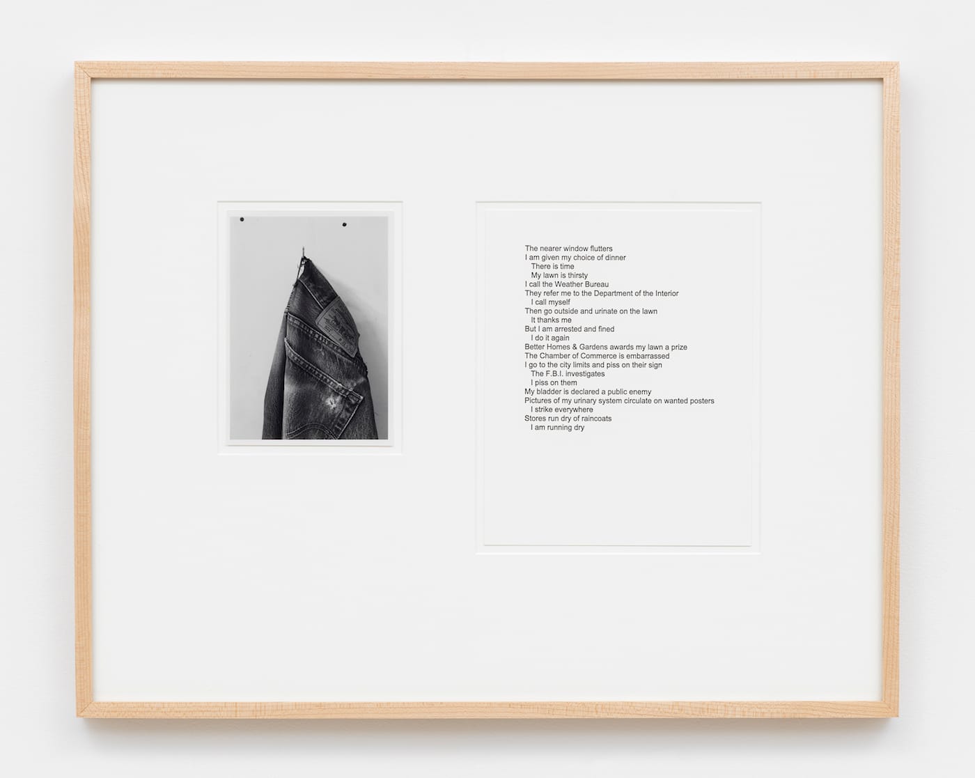 John Andrew untitled (screenplay), 2016 Letterpress print and black and white photograph Framed: 19 5/8 x 24 5/8 x 1 1/2 inches (49.8 x 62.5 x 3.8 cm) Letterpress print: 10 x 8 inches (25.4 x 20.3 cm) Photograph: 7 x 5 inches (17.8 x 12.7 cm) Courtesy the artist and David Zwirner, New York/London