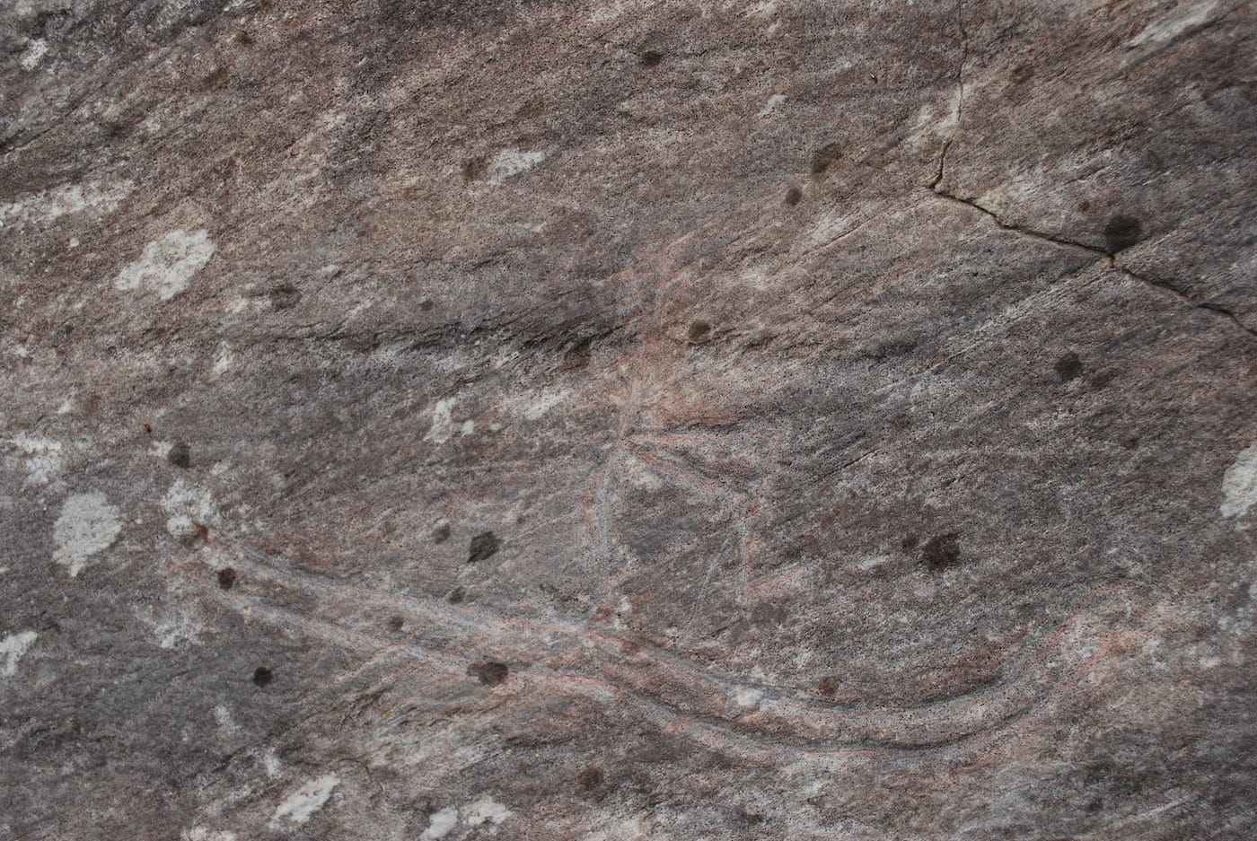 The 5,000-year-old carving of a skier on the Norwegian island of Tro, prior to its recent destruction (photo by Blåjens/Wikimedia Commons)
