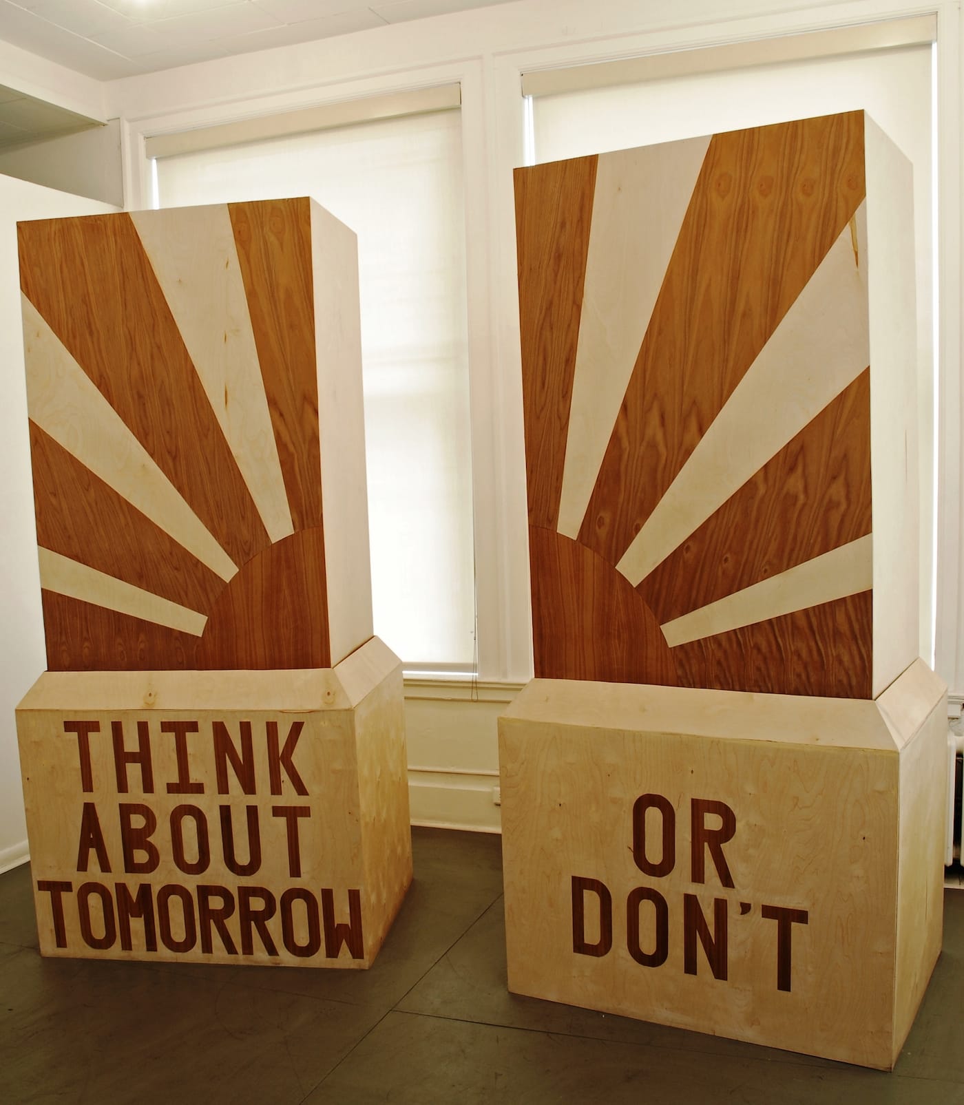 Margaret Lee, "Think About Tomorrow or Don’t" (2007), wood, watercolor, paper, dimensions variable