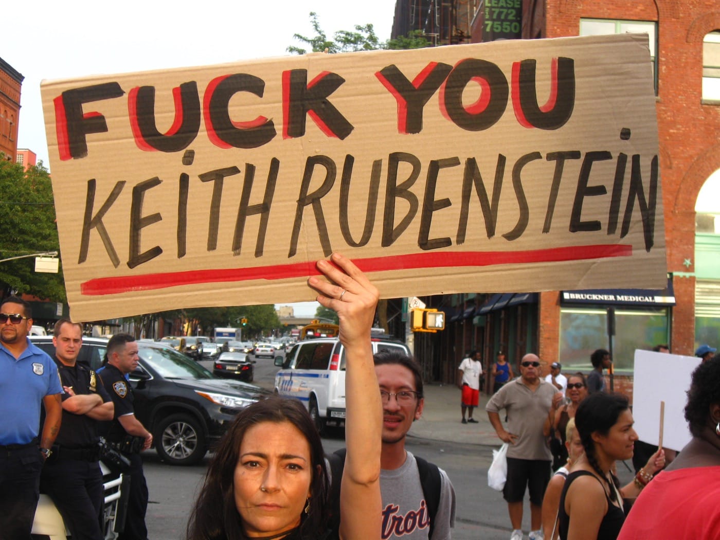 Pilar Maschi of The Bronx Is Not For Sale clearly expressing her sentiments