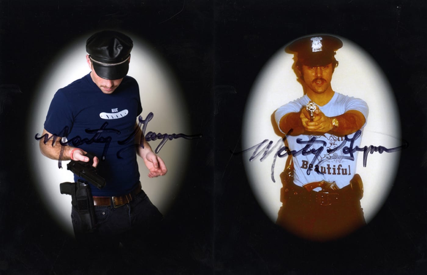 The artist (left) stages a reenactment of one of Gaynor's images (right). Image courtesy of Ben Schonberger.