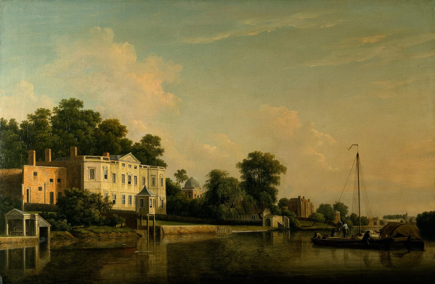 Samuel Scott, "A View of Alexander Pope's Villa, Twickenham, on the Banks of the Thames" (1759), oil on canvas (via Denver Art Museum/Wikimedia)