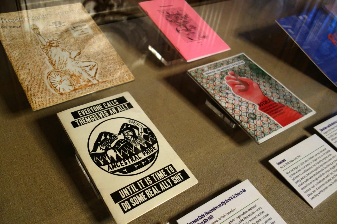 Installation view of 'Protests in Print' at the New York Public Library (photo by the author for Hyperallergic)